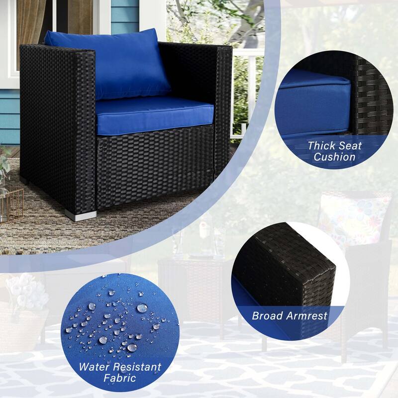 Vrakae 2 Piece Outdoor Patio Rattan Wicker Chair
