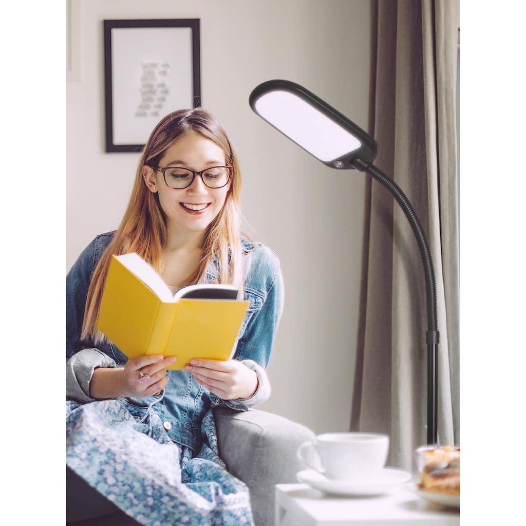 Brightech Litespan Slim 55 in. Classic Black Industrial Dimmable and Color Temperature Adjustable LED Floor Lamp