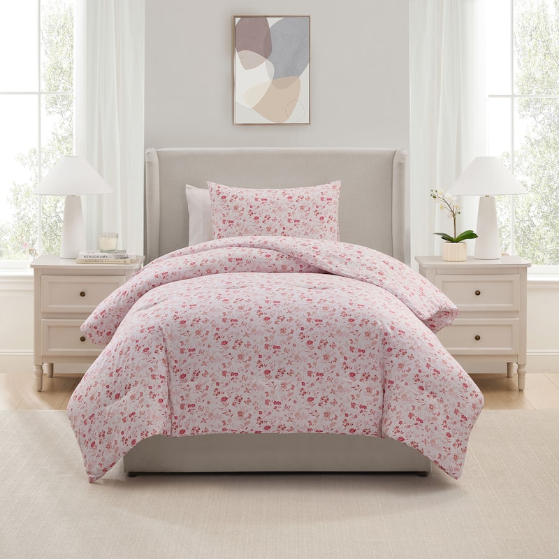 Empyrean Modern Comforter - 3 Piece Floral - Twin - Pink Floral