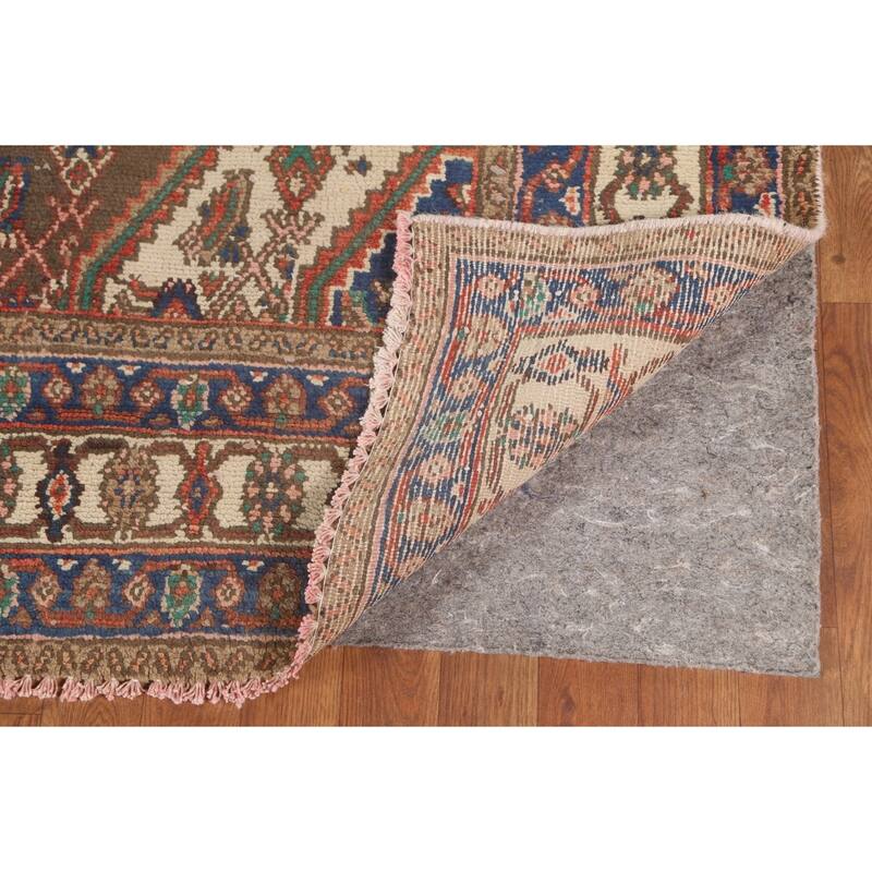 Geometric Hamedan Persian Vintage Area Rug Hand-Knotted Wool Carpet - 6'11"x 10'0"