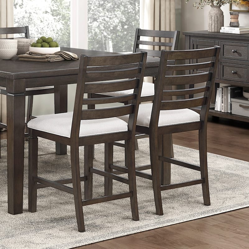 Dark Espresso Finish Counter Height Dining Furniture Set Extendable Table Upholstered Bench Chairs