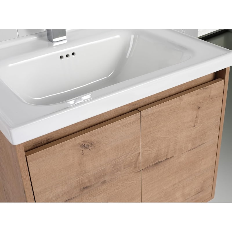 Blossom 24" Wall-Mounted Floating Bathroom Vanity with Ceramic Sink