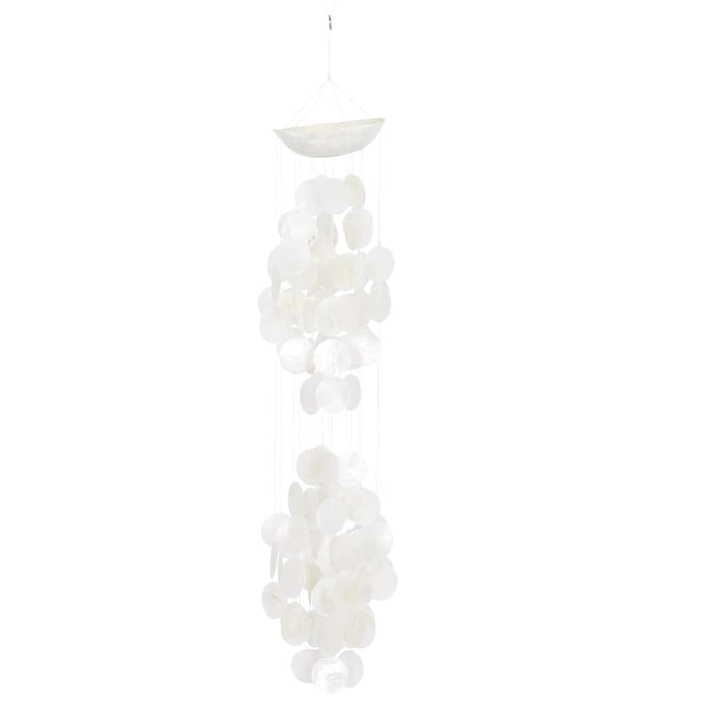 Capiz Shell Waterfall Windchime - White, Purple, Blue - Roche River Decor