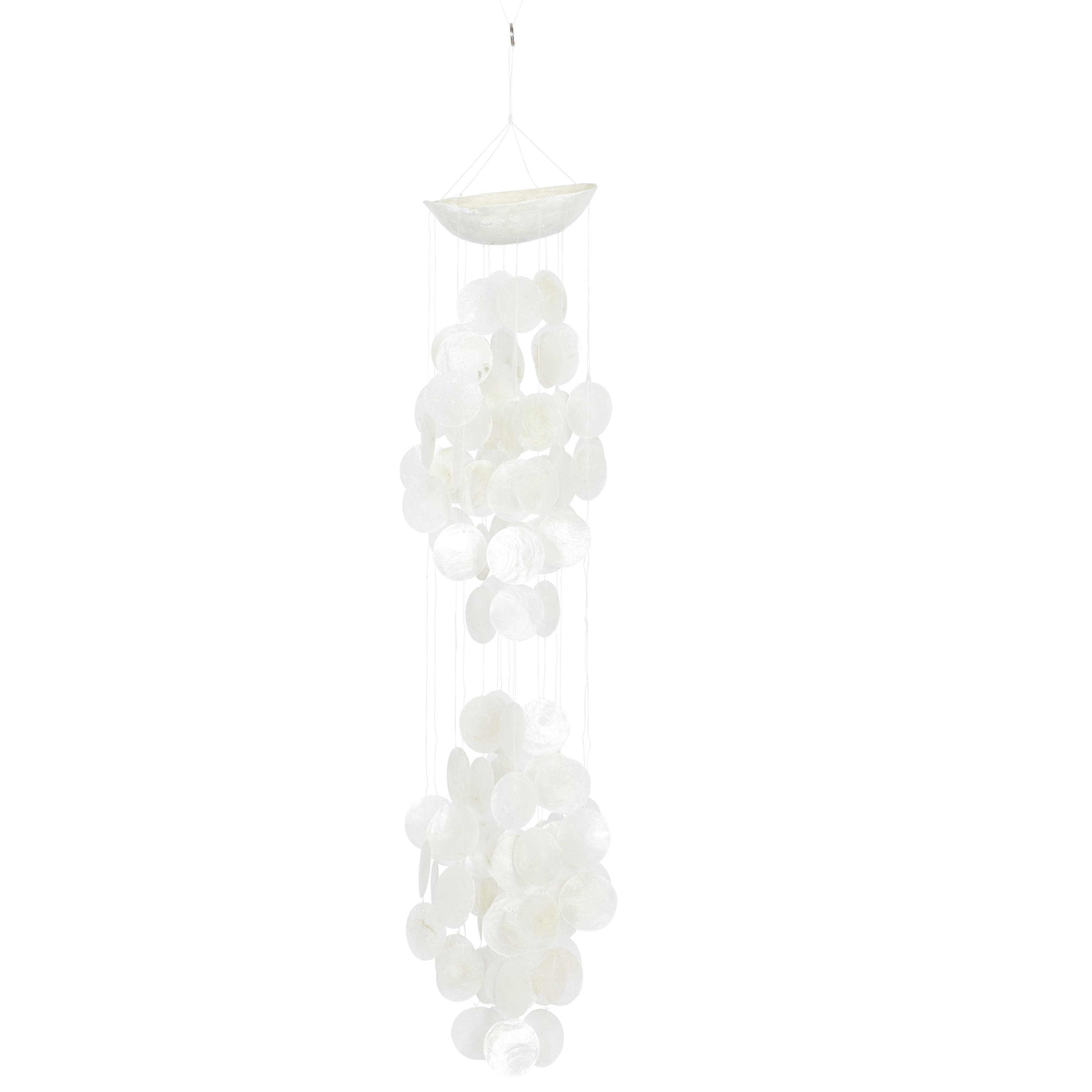 Capiz Shell Waterfall Windchime - White, Purple, Blue - Roche River Decor