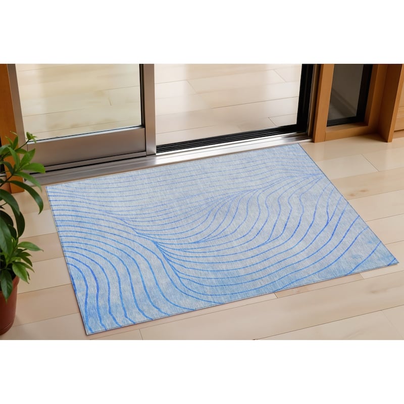 HomeRoots Abstract Transitional Rectangle Outdoor Rug - 3' x 5'