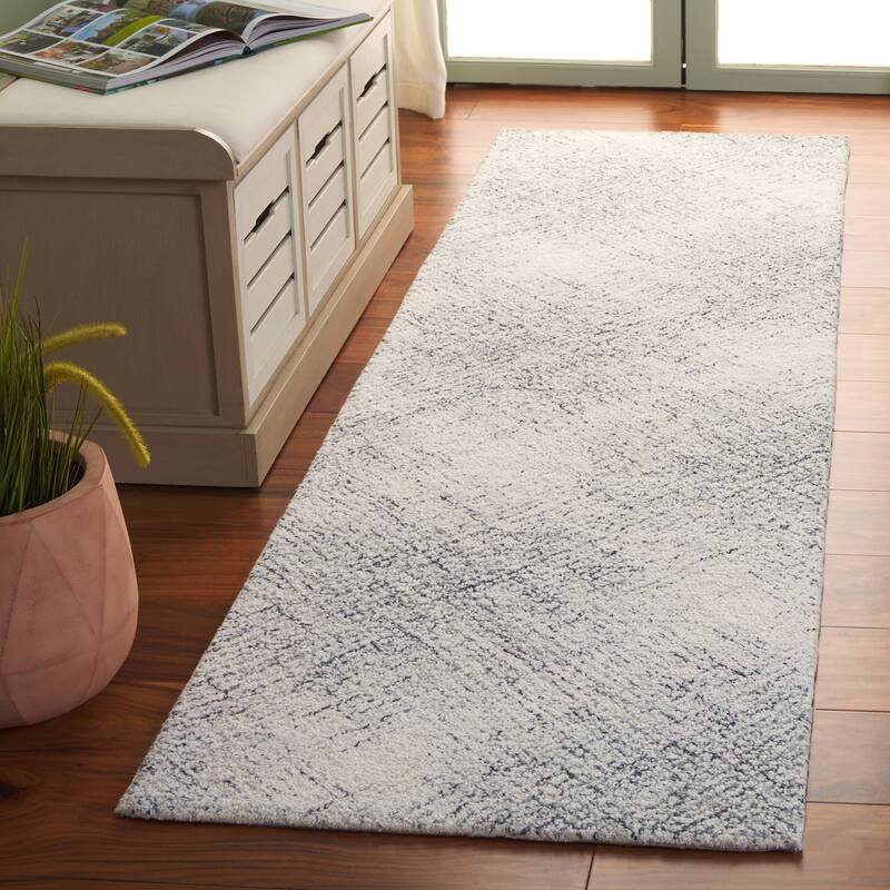 SAFAVIEH Handmade Abstract Izeta Wool Rug - Ivory/Black - 2'3" x 8' Runner