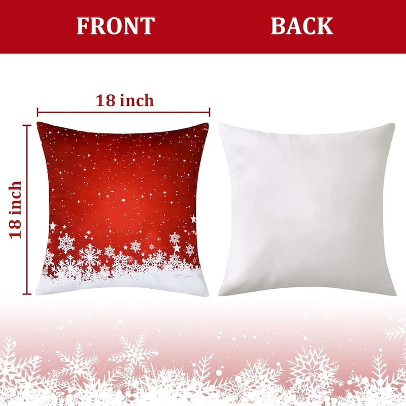18x18 Inch 2 Pieces Red Velvet Christmas Throw Pillow Covers for Sofa Couch