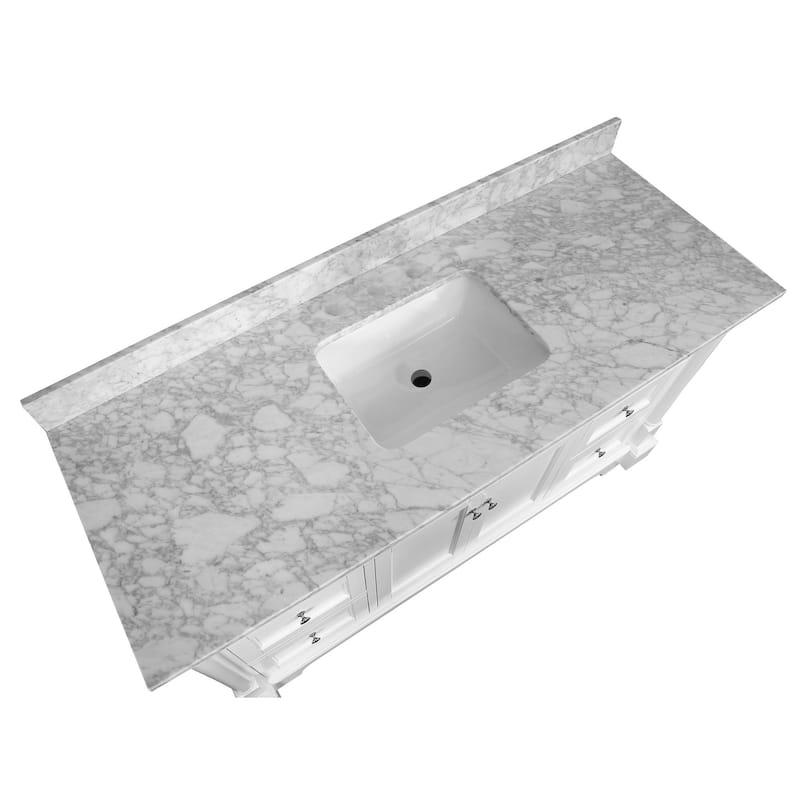KitchenBathCollection Sydney 60" Single Bathroom Vanity with Carrara Marble Top