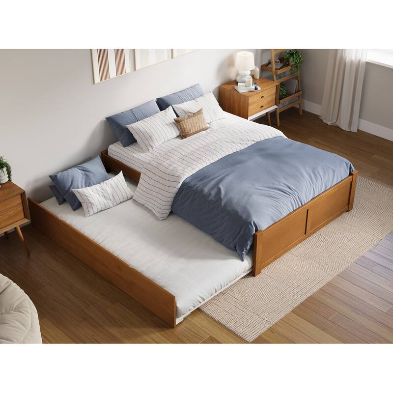 Concord Platform Bed with Footboard and Twin Trundle Bed
