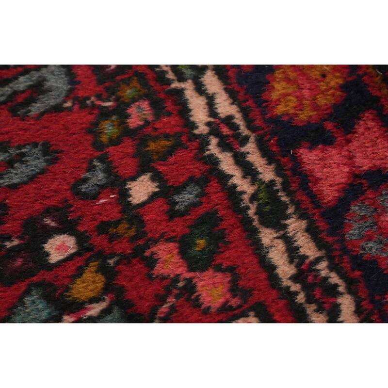 Hand Knotted Oriental 100% Wool Carpet Traditional Tribal Red Gharajeh Runner Rug - 9' 7'' X 2' 3''