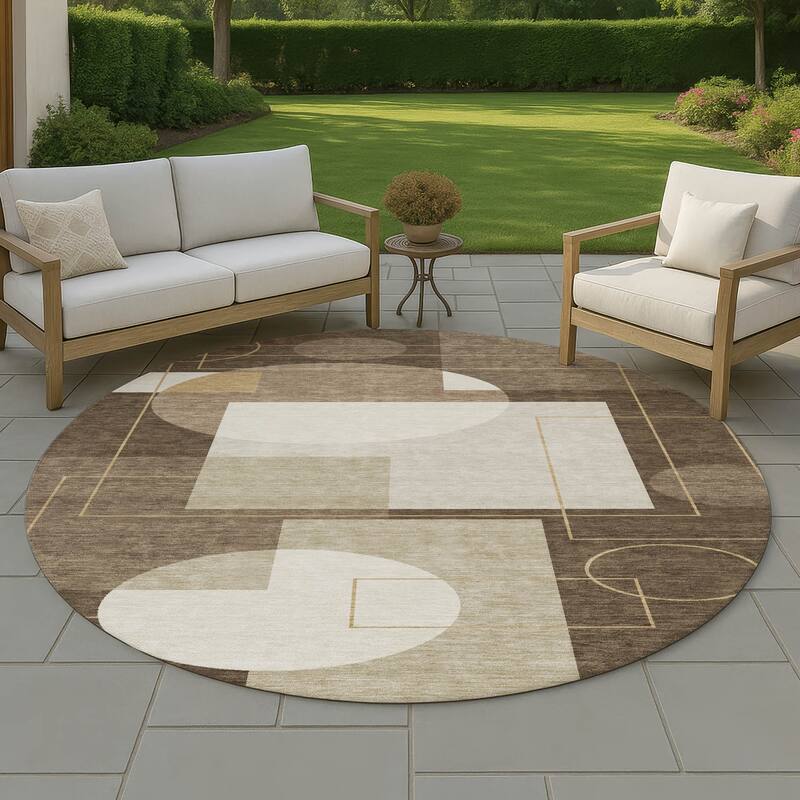 Machine Washable Indoor/ Outdoor Modern Filly Chantille Rug - Chocolate - 8' x 8'
