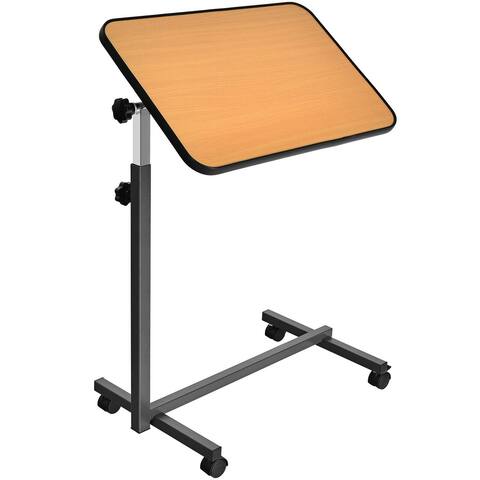 Gymax Overbed Rolling Table Over Bed Laptop Food Tray Desk Tilting Top - See Details