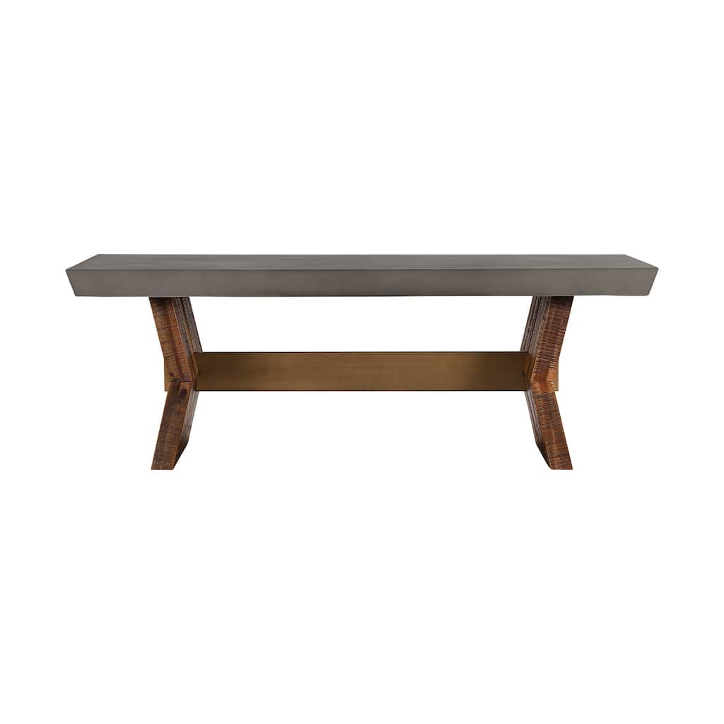 HomeRoots 26" Gray And Brown Concrete And Solid Wood Coffee Table - 26