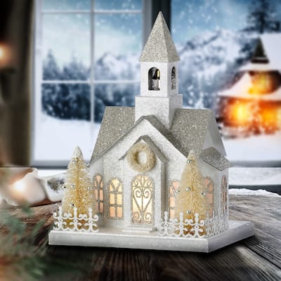 11" LED Cardboard Vintage Snowy House