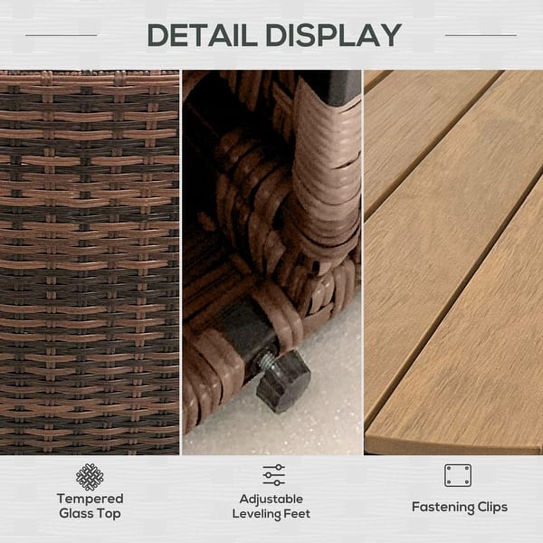 dimension image slide 0 of 2, Outsunny 8 Piece Patio Furniture Set with 4 Rattan Sofa Chairs & 4 Tables, Outdoor Conversation Set with Storage & Umbrella Hole