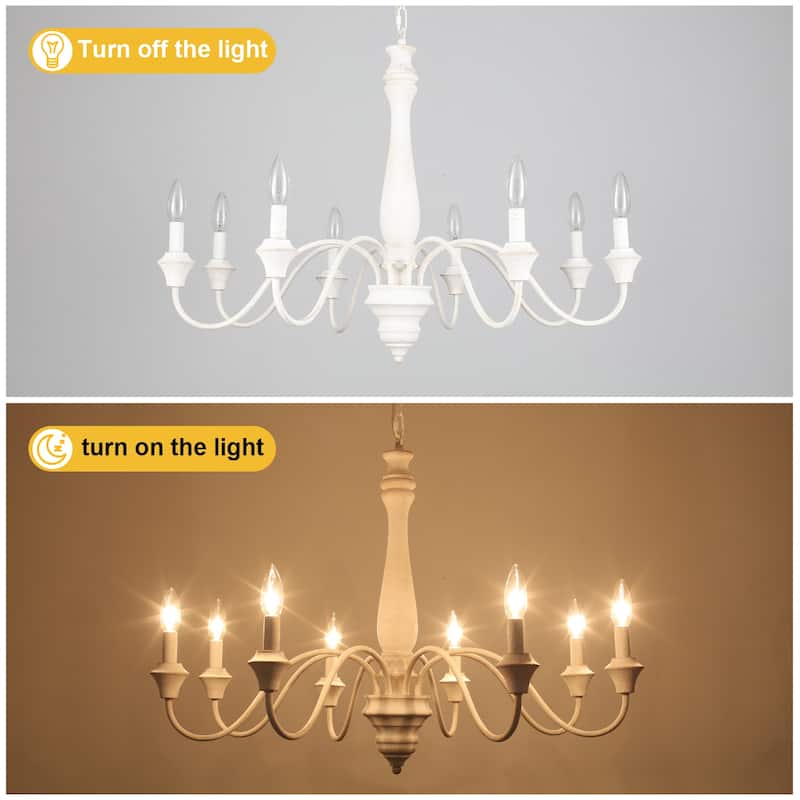 8-Light Farmhouse Candle Style Chandelier for Dining Room Living Room Bedroom Kitchen - W31.49"x H20.66"