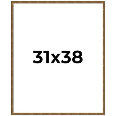 31x38 Frame Black Real Wood Picture Frame Kingsley Gold Distressed Photo Frame with UV Acrylic Foam Board Backing &