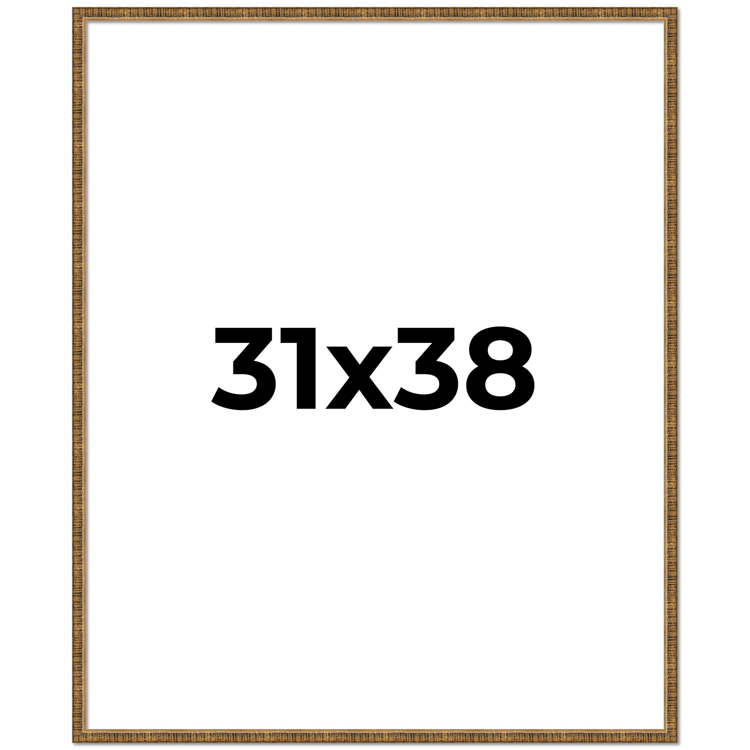 31x38 Frame Black Real Wood Picture Frame Kingsley Gold Distressed Photo Frame with UV Acrylic Foam Board Backing &