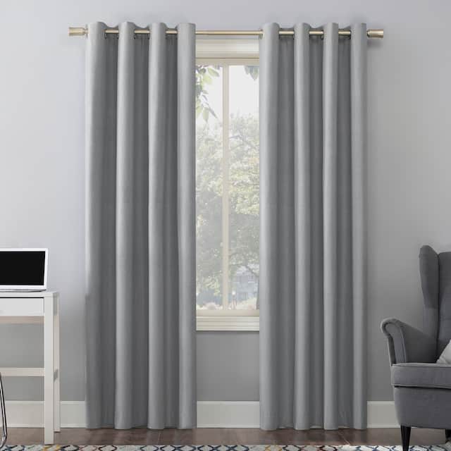 Sun Zero Duran Thermal Insulated Total Blackout Grommet Curtain Panel, Single Panel - Silver Gray - 50x108