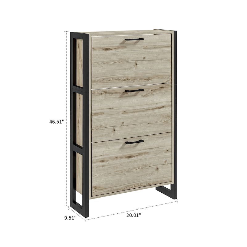 Vintage Industrial Style Wooden Shoe Storage Cabinet with Metal Legs