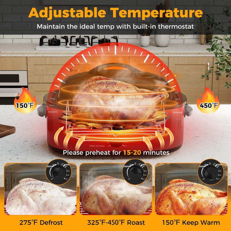Costway 18 QT Electric Roaster Oven with Self-Basting Lid, Removable - See Details