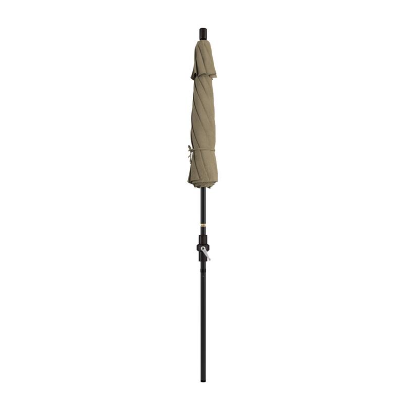 California Umbrella 7.5' Sun Master Patio Umbrella Bronze Aluminum Pole Fiberglass Ribs Crank Lift Tilting Olefin Royal Blue