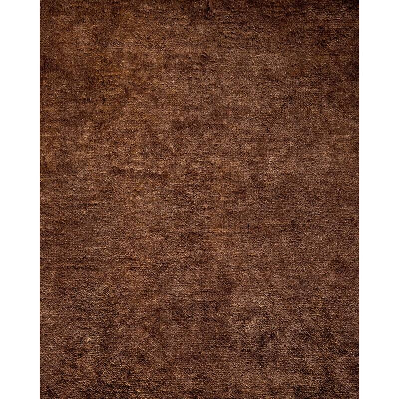 Overton Hand Knotted Wool Vintage Inspired Modern Contemporary Overdyed Brown Area Rug - 3' 1" x 11' 7"