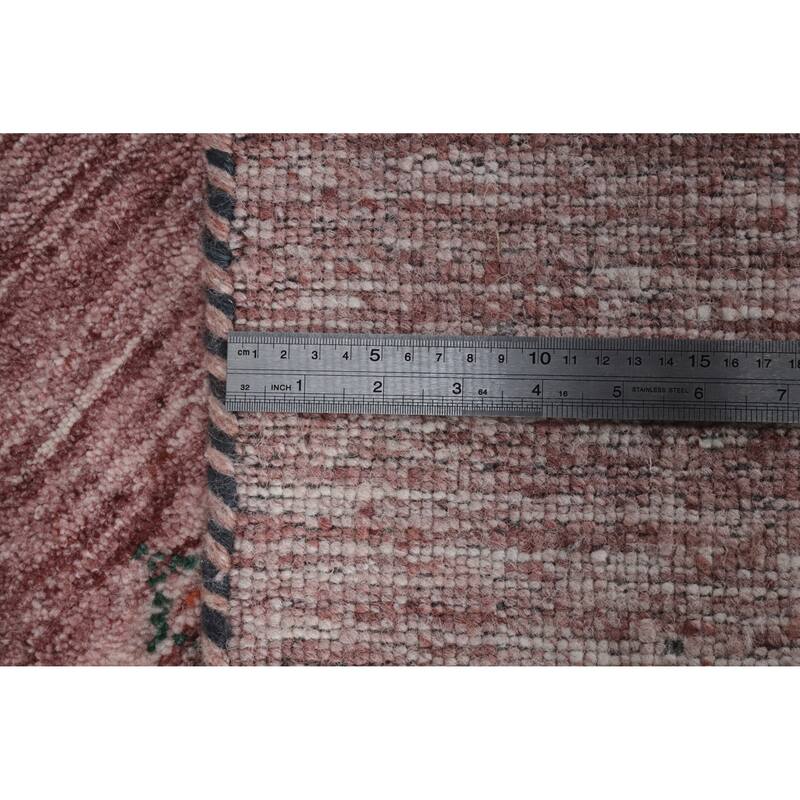 Hand Knotted Oriental 100% Wool Carpet Tribal Tribal Pink Gabbeh Area Rug - 9' 8'' X 7' 10''