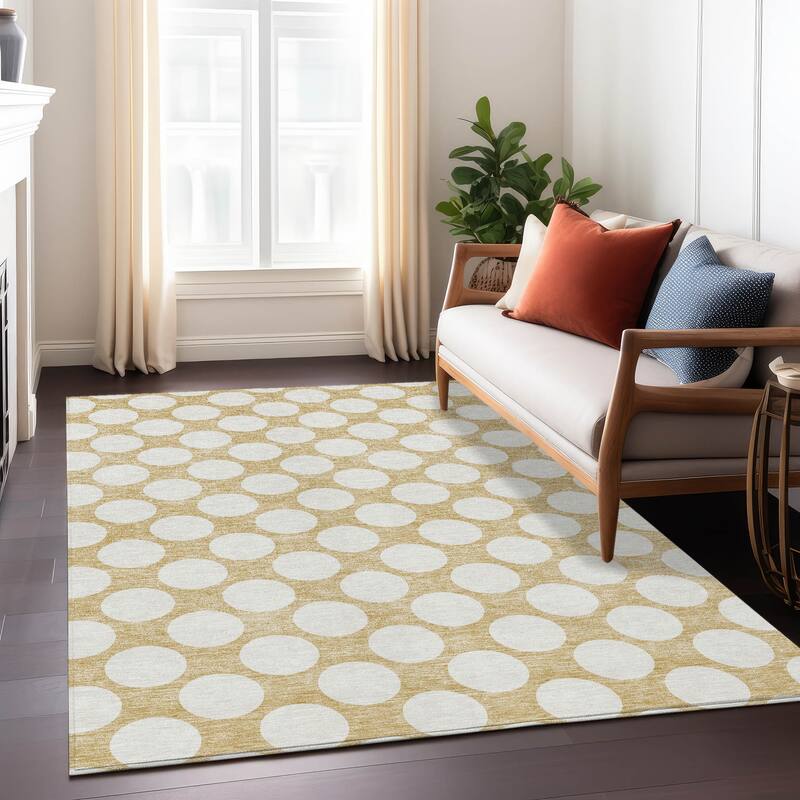 Machine Washable Indoor/ Outdoor Chantille Modern Dots Rug