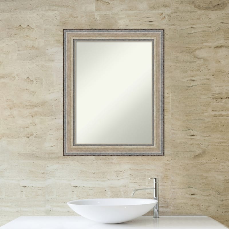 Fleur Silver Non-Beveled Wood Framed Bathroom Vanity Wall Mirror - Fleur Champagne Silver