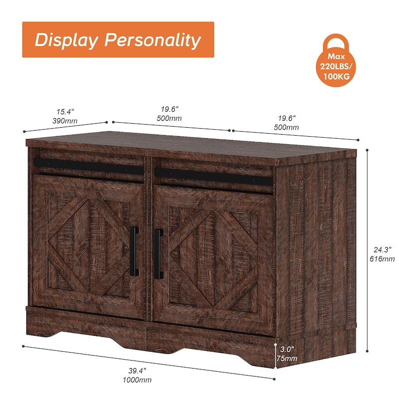 WAMPAT Farmhouse Nightstand with Drawer and Cabinet for Bed Room