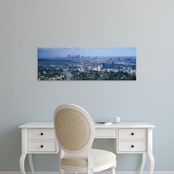 Easy Art Prints Panoramic Images's 'Aerial view of a city, Los Angeles, California, USA' Premium Canvas Art