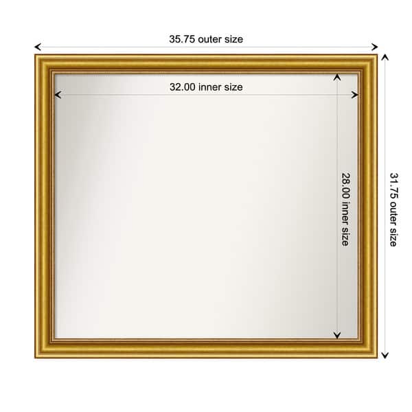 dimension image slide 95 of 139, Townhouse Gold Framed Non-Beveled Custom Wall Mirror, Bathroom Vanity Mirror