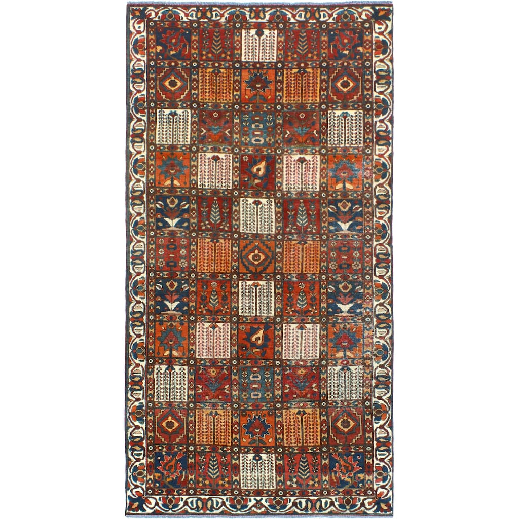 Fine Vintage Bakhtiari Katie Rust/Ivory Runner - 4'10" x 9'7"