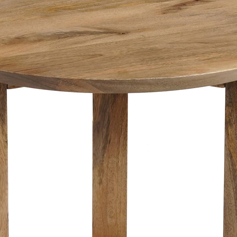 Nina 18.5" Round Handcrafted Side End Table, Natural Brown Mango Wood