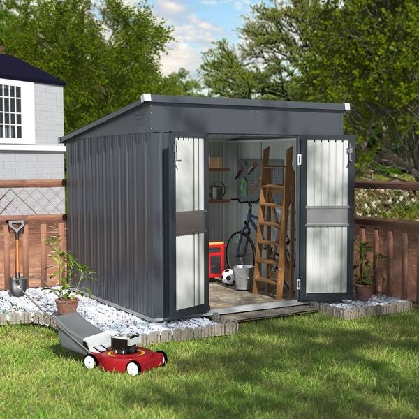 VEIKOUS 10'x6' Outdoor Storage Shed with Galvanized Steel Double Doors - 10×6