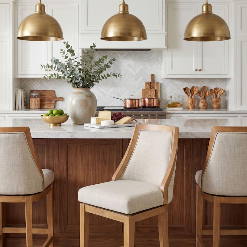 Ellis Bar Stool with Solid Wood Frame and Upholstered Seat and Back