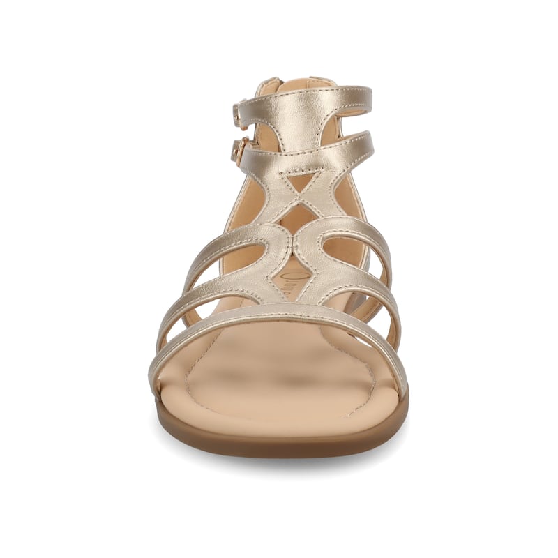 Journee Women's Genneva Medium and Wide Width Flat Sandals - Medium - Champagne - 10