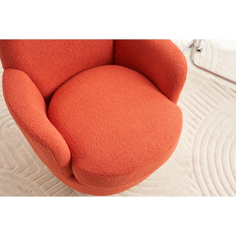 Orange Teddy 29.3" Upholstered Swivel Barrel Chair