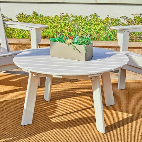 Elm Plus Outdoor Patio HDPE Round Coffee Table Side End Table