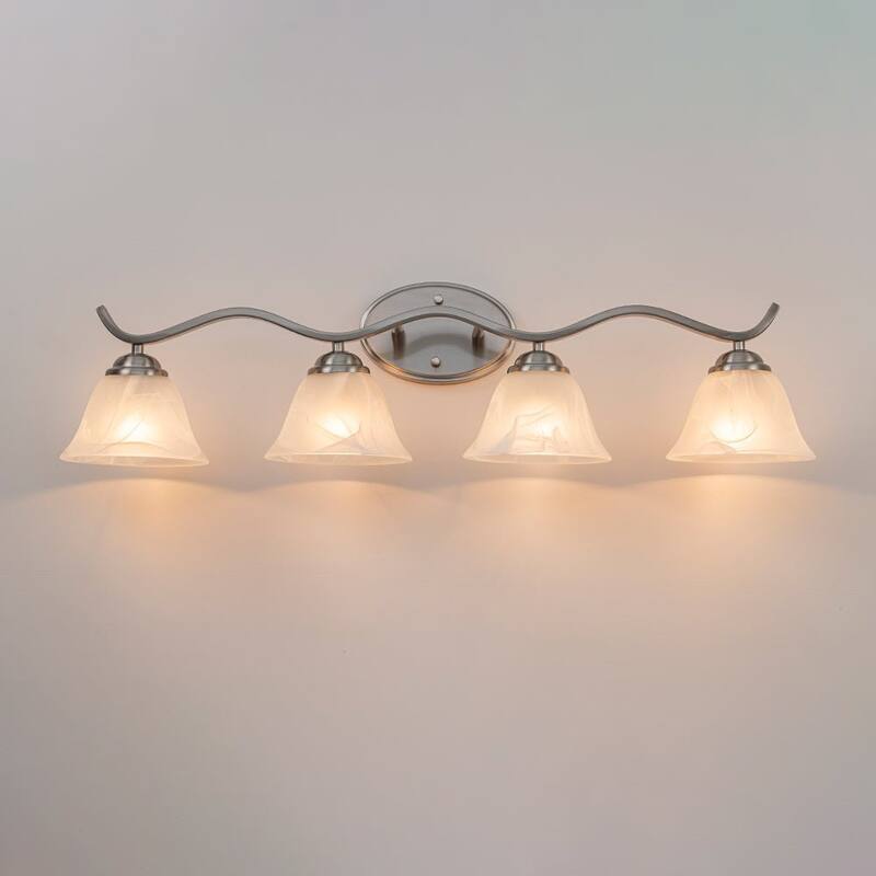 3-Light Alabaster Glass Bell Bathroom Vanity Wall Lamp - 31.5in