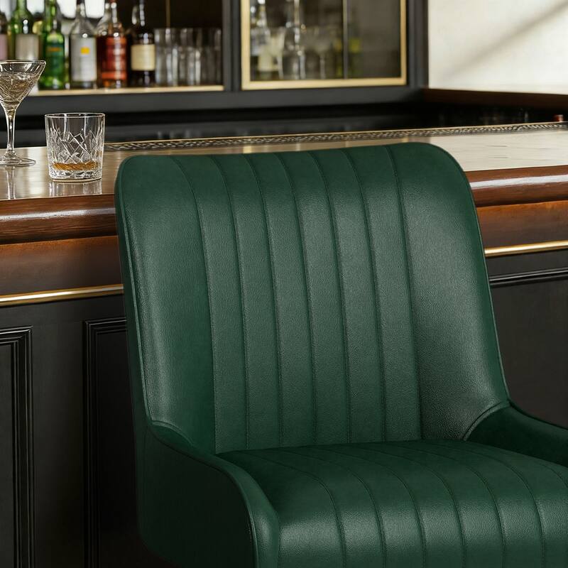 26" Faux Leather Upholstered Wood Swivel Counter Stool Set of 3 or 4 - 38.8"H x 20.5"W x 21.7"D