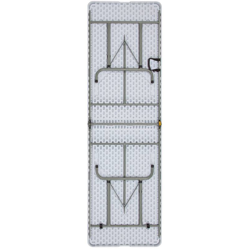 30"W x 96"L Adjustable Bi-Fold Granite White Plastic Table with Carrying Handle