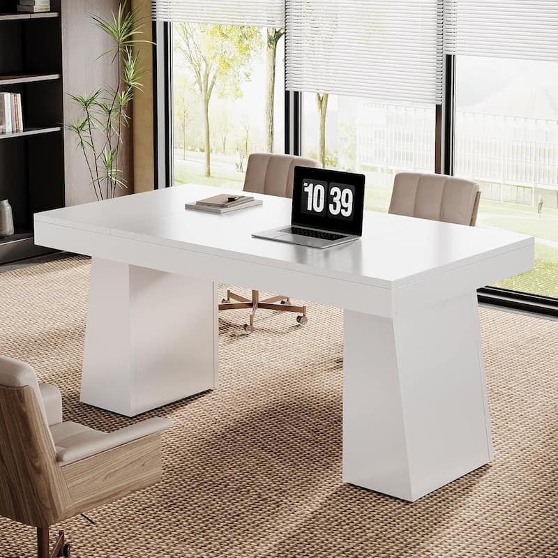 55 Inches Executive Desk with Double Trapezoid Base for home office