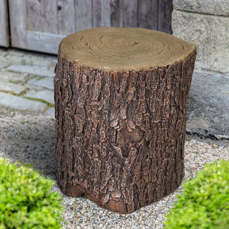 Faux Oak Stump Cover for Yard - Round Tree Stump Table Garden Stools - Concrete - Brown