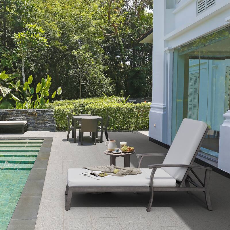 Outdoor Alumiunm Gray Patio Chaise Lounge Chair