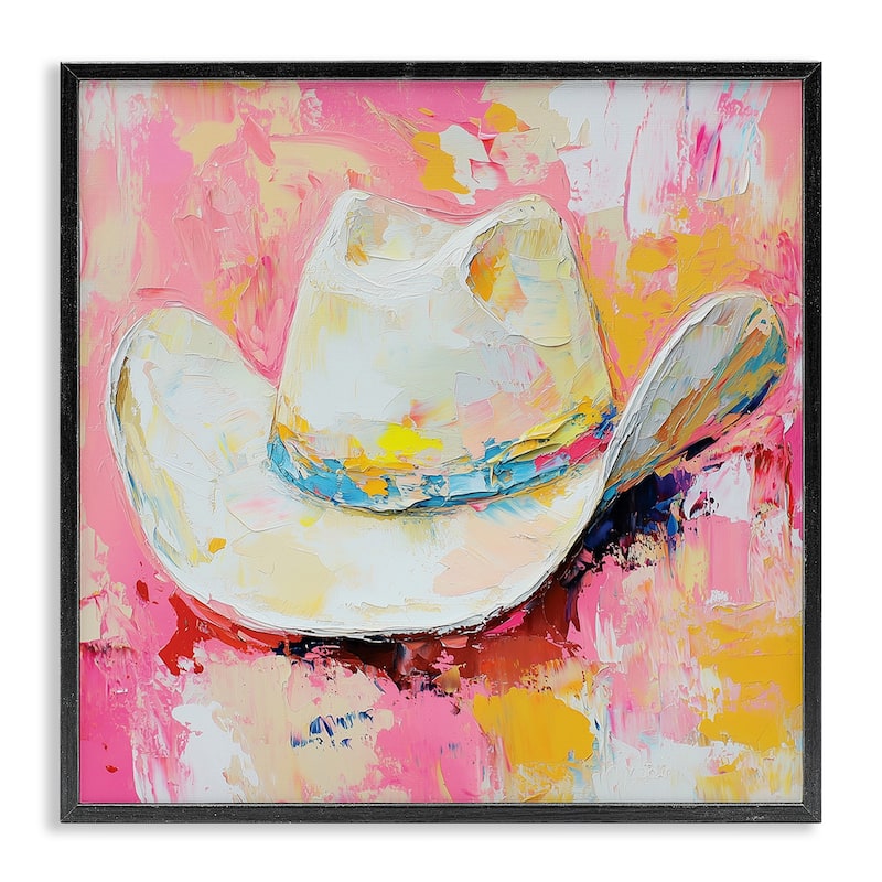 Stupell Painterly Brushed Cowgirl Hat Framed Giclee Art Design By Heidi Kuntz - 24 x 24 - Black