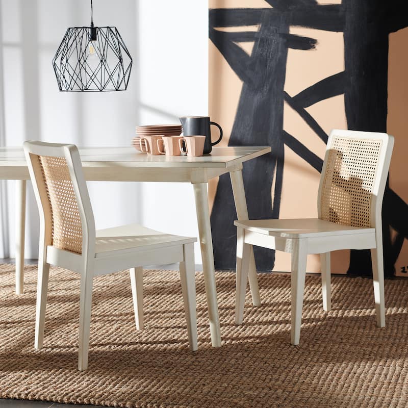 SAFAVIEH Lurline Coastal Rattan Dining Chair (Set of 2) - 18.9" W x 22.3" L x 33.9" H - 19Wx22Dx34H