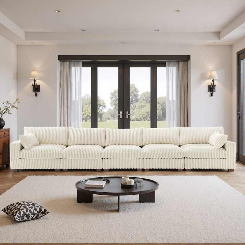 5-Piece Oversized Cotton Flannel Modular Sectional Sofa for Living Room