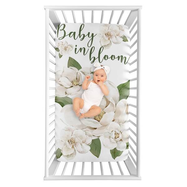 slide 2 of 4, Boho Flower Floral Girl Photo Op Fitted Crib Sheet Ivory Shabby Chic Bohemian Watercolor Garden Wildflower Nature Modern Beige